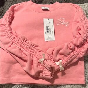Puma Kids Light Pink Sweatshirt with Bow Accents
